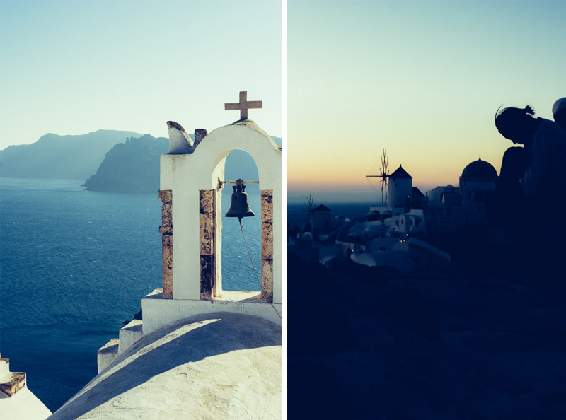 Church bells and sunset in Oia, Santorini, Greece by Miss Gen Photography