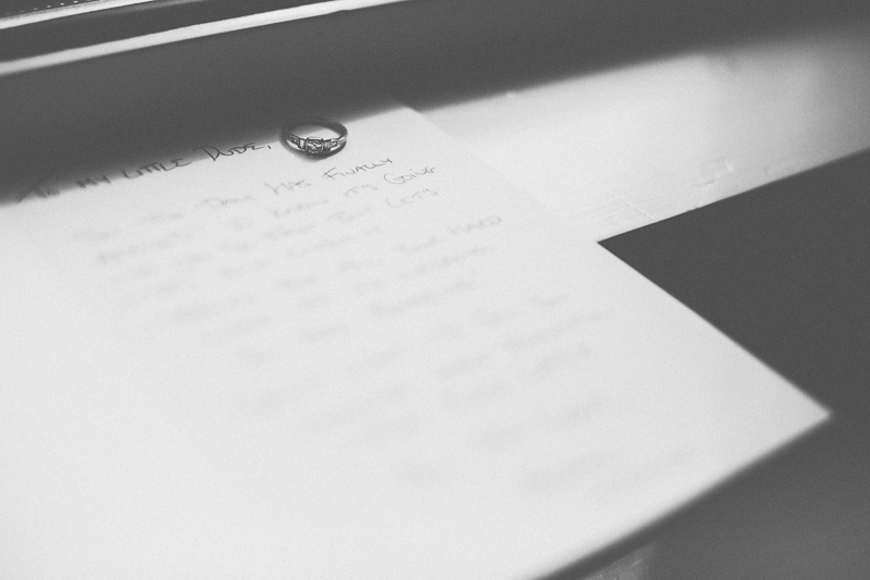Engagement ring with love letter from the groom to be