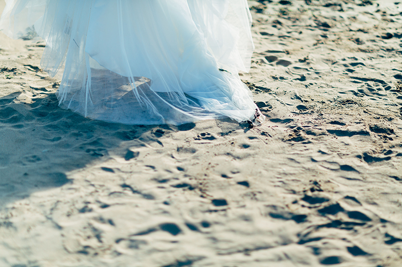 wedding dress on beach