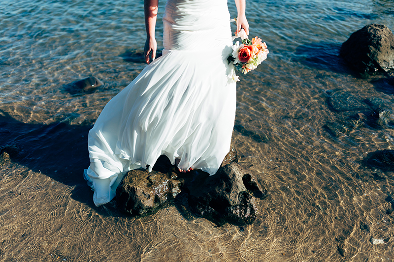 wedding dress in the water
