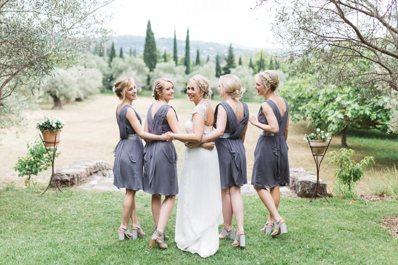 grey bridesmaids dresses provence france wedding