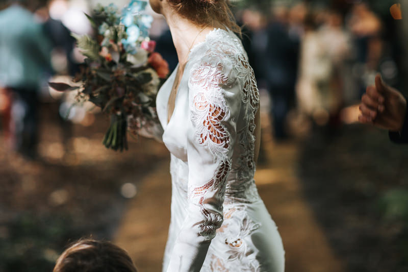 whimsical woodland wedding, bride in inbal dror by destination wedding photographer miss gen