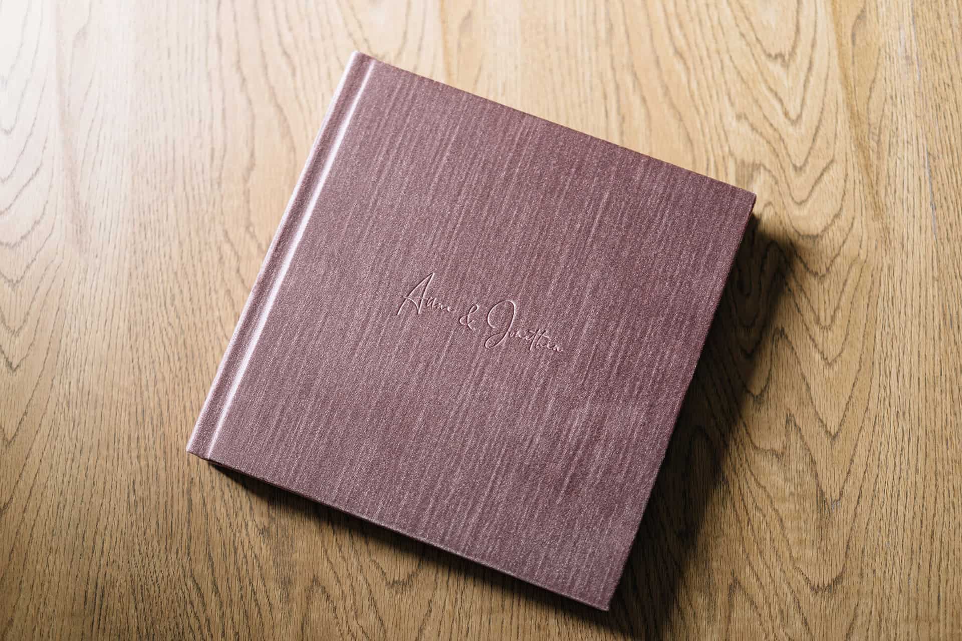 pretty pink velvet fine art wedding album