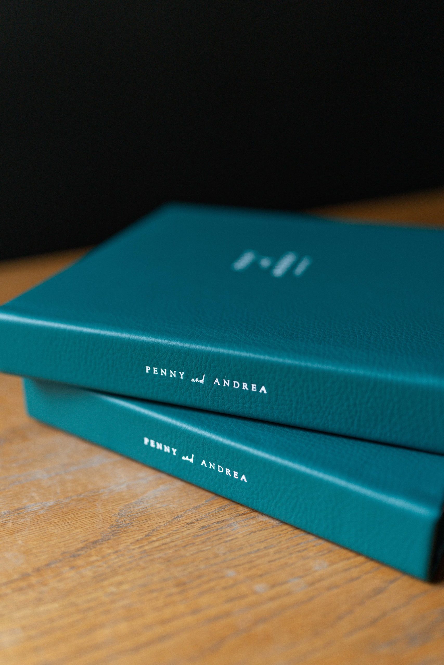 Duplicate fine art wedding albums green leather